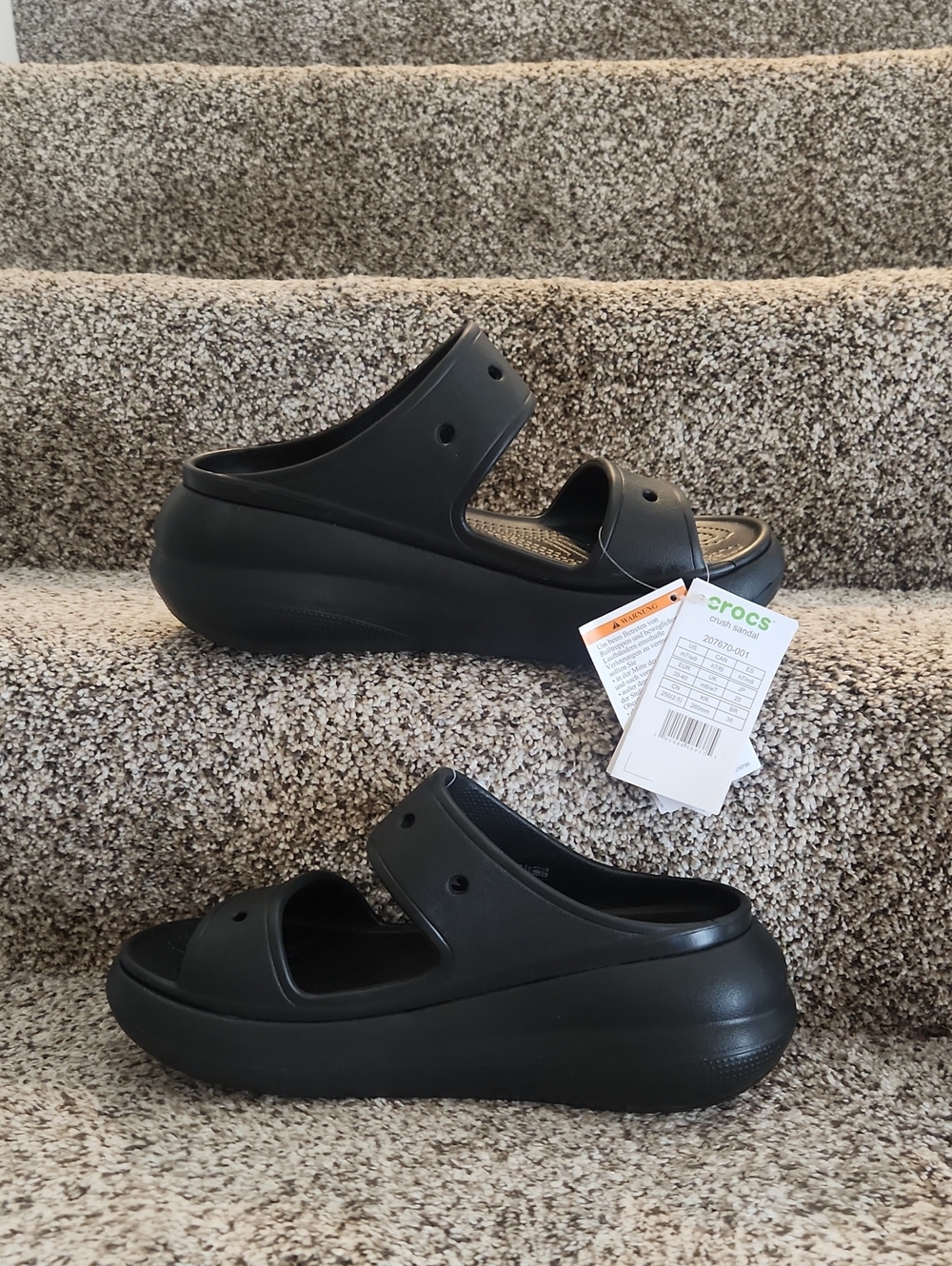 CROCS Women’s Black Dual-Strap Slide Sandal NWT